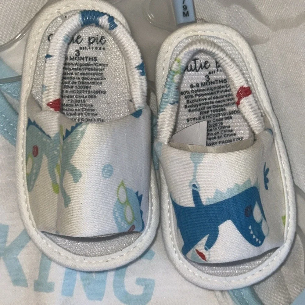 Cutie Pie Baby Boys 3pc King of the Beach Dinosaur Set 6-9M HC22219189 White